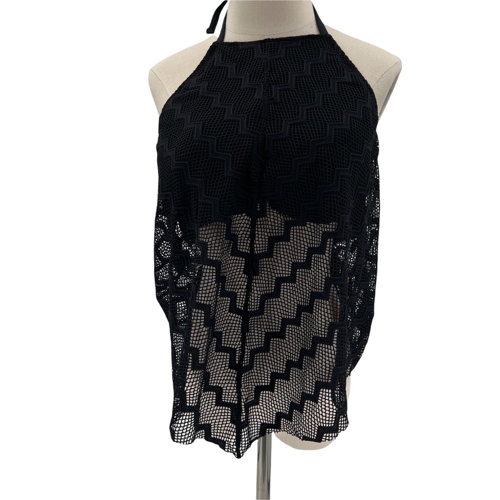 NWT Kona Sol Black High Neck Shoreline Chevron Tankini Top Size M (8-10) Women's